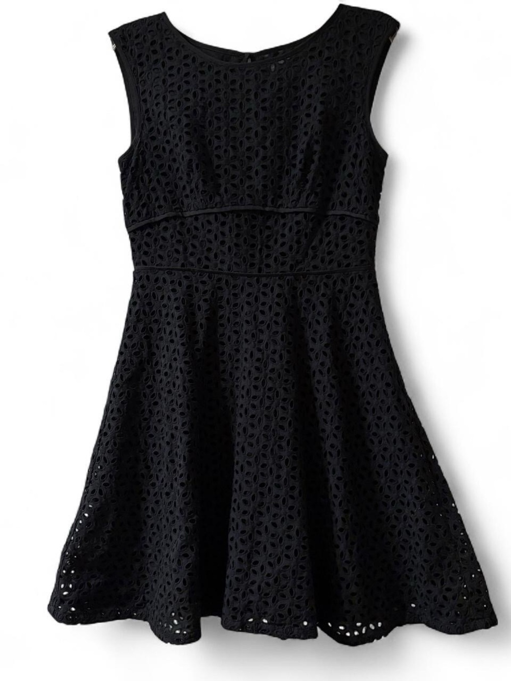 Ann Taylor Loft Black Eyelet Flare Dress